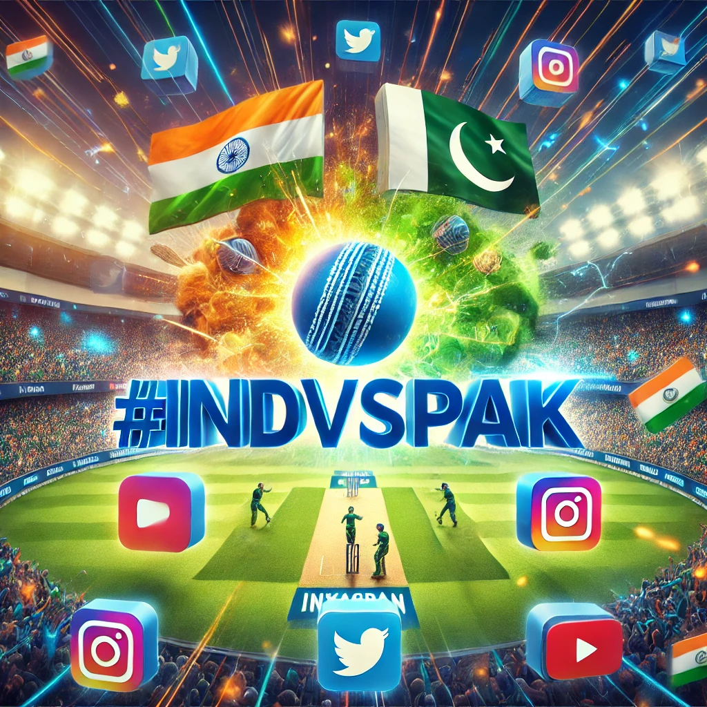 India vs Pakistan cricket battle in a packed stadium. #INDvsPAK – the greatest rivalry!